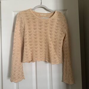 Spell Beige Crochet Knit Top